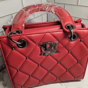 NWT Badgley Mischka Red Quilted Satchel